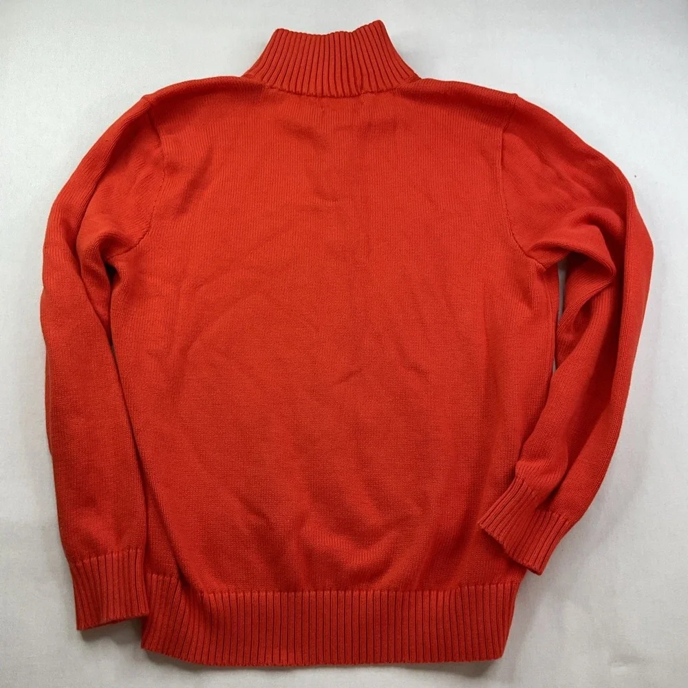 Vintage Polo Ralph Lauren Sweater Men Sz L Knit 1/4 Zip Pullover 90s Orange Pony